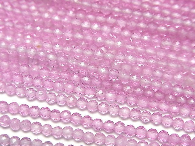 [Video]High Quality! Pink Topaz AAA Faceted Round 2mm 1strand beads (aprx.15inch/37cm)