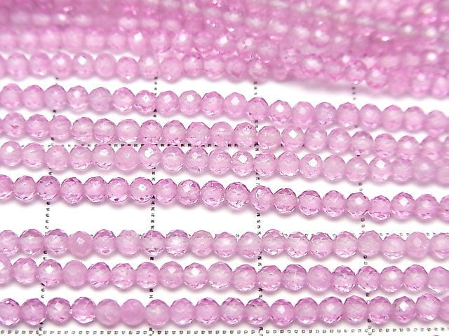 [Video]High Quality! Pink Topaz AAA Faceted Round 2mm 1strand beads (aprx.15inch/37cm)