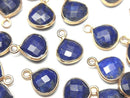 [Video]Lapislazuli AA++ Bezel Setting Chestnut Shape 9x9mm 18KGP 3pcs