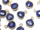[Video]Lapislazuli AA++ Bezel Setting Chestnut Shape 9x9mm 18KGP 3pcs
