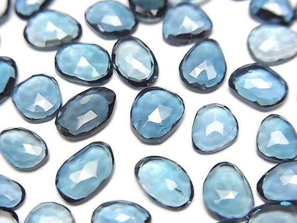 [Video] High Quality London Blue Topaz AAA Undrilled Freeform Single Sided Rose Cut 5pcs