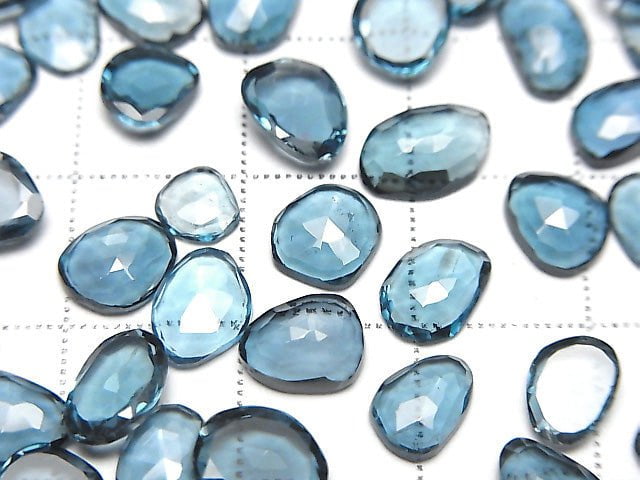 [Video] High Quality London Blue Topaz AAA Undrilled Freeform Single Sided Rose Cut 5pcs