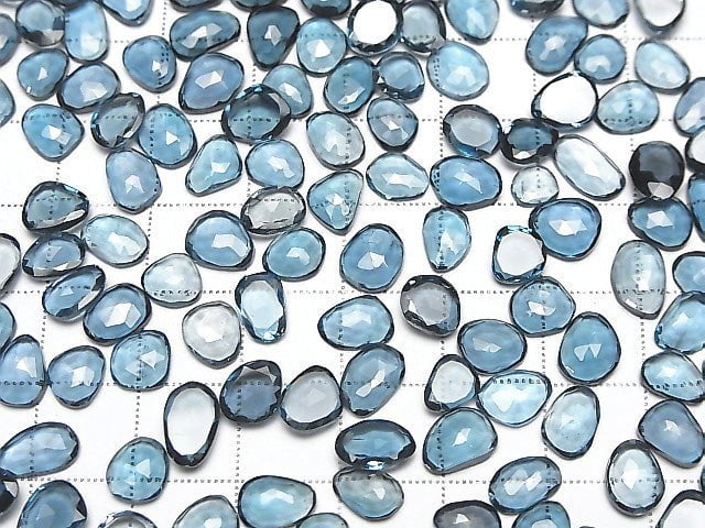 [Video] High Quality London Blue Topaz AAA Undrilled Freeform Single Sided Rose Cut 5pcs