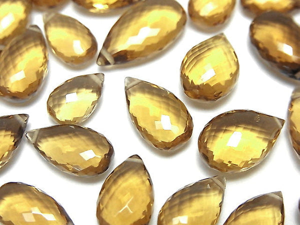 [Video]MicroCut!  High Quality Beer Crystal Quartz AAA Pear shape  Faceted Briolette  3pcs $15.99!