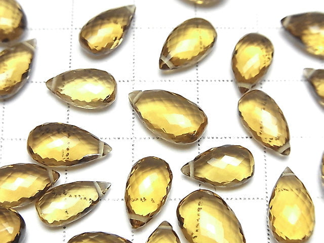 [Video]MicroCut!  High Quality Beer Crystal Quartz AAA Pear shape  Faceted Briolette  3pcs $15.99!