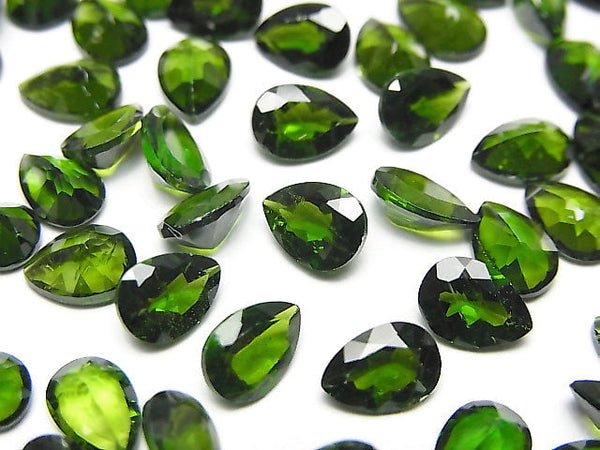 [Video]High Quality Chrome Diopside AAA- Loose stone Pear shape Faceted 7x5mm 2pcs