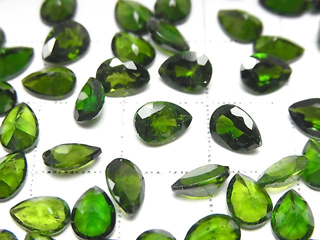 [Video]High Quality Chrome Diopside AAA- Loose stone Pear shape Faceted 7x5mm 2pcs
