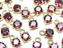 [Video]High Quality Rhodolite Garnet AAA Bezel Setting Round Faceted 5x5mm 18KGP 2pcs