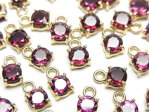[Video]High Quality Rhodolite Garnet AAA Bezel Setting Round Faceted 5x5mm 18KGP 2pcs