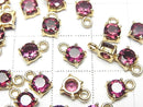 [Video]High Quality Rhodolite Garnet AAA Bezel Setting Round Faceted 5x5mm 18KGP 2pcs
