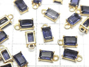 [Video]High Quality Iolite AAA Bezel Setting Rectangle Faceted 6x4mm 18KGP 1pc