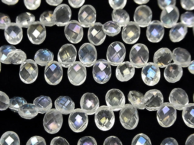 Aqua Crystal AAA Faceted Oval 8x6x4mm half or 1strand beads (aprx.7inch/17cm)