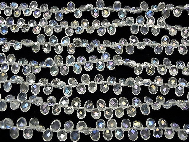 [Video] Aqua Crystal AAA Faceted Oval 8x6x4mm half or 1strand beads (aprx.7inch/17cm)
