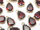 [Video] High Quality Mozambique Garnet AAA- Bezel Setting Pear shape Faceted 9x7mm 18KGP 2pcs