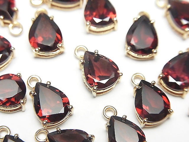 [Video] High Quality Mozambique Garnet AAA- Bezel Setting Pear shape Faceted 9x7mm 18KGP 2pcs
