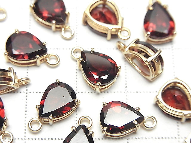 [Video] High Quality Mozambique Garnet AAA- Bezel Setting Pear shape Faceted 9x7mm 18KGP 2pcs