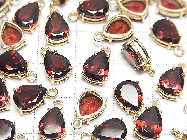 [Video] High Quality Mozambique Garnet AAA- Bezel Setting Pear shape Faceted 9x7mm 18KGP 2pcs