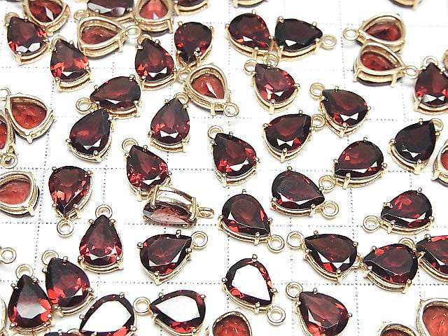 [Video] High Quality Mozambique Garnet AAA- Bezel Setting Pear shape Faceted 9x7mm 18KGP 2pcs