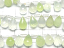 [Video] High Quality Light Green Chalcedony AAA Drop Faceted Briolette 9 x 6 x 6 mm half or 1 strand beads (aprx.7 inch / 18 cm)