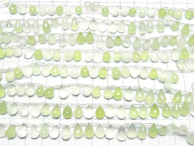 [Video] High Quality Light Green Chalcedony AAA Drop Faceted Briolette 9 x 6 x 6 mm half or 1 strand beads (aprx.7 inch / 18 cm)