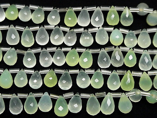 [Video] High Quality Light Green Chalcedony AAA Drop Faceted Briolette 9 x 6 x 6 mm half or 1 strand beads (aprx.7 inch / 18 cm)