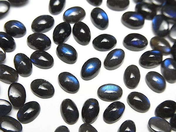 [Video] High Quality Black Labradorite AAA- Oval Cabochon 6x4mm 10pcs