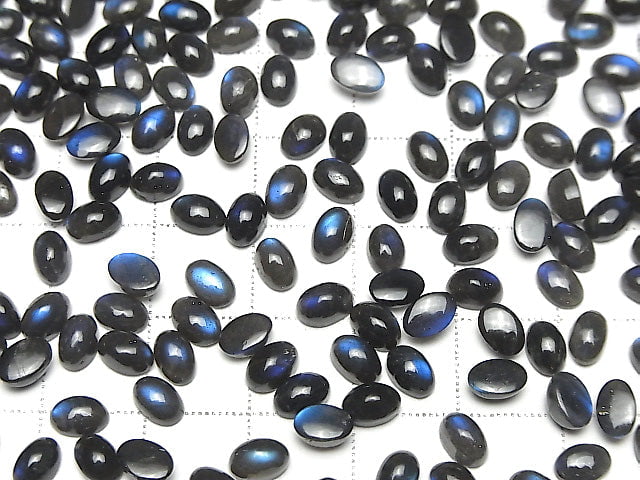 [Video] High Quality Black Labradorite AAA- Oval Cabochon 6x4mm 10pcs
