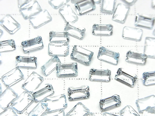 [Video] High Quality Aquamarine AAA Undrilled Rectangle Faceted 6x4mm 2pcs