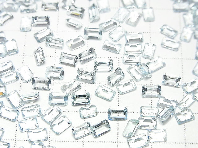 [Video] High Quality Aquamarine AAA Undrilled Rectangle Faceted 6x4mm 2pcs