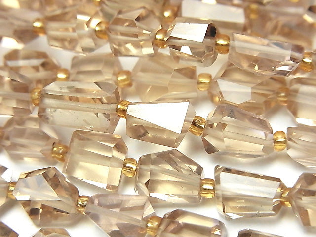 [Video]High Quality Natutal Champagne Color Quartz AAA Faceted Nugget half or 1strand beads (aprx.7inch/18cm)