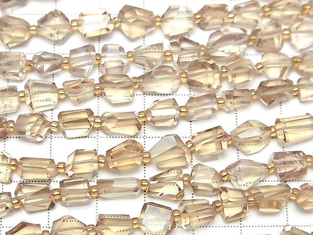 [Video]High Quality Natutal Champagne Color Quartz AAA Faceted Nugget half or 1strand beads (aprx.7inch/18cm)