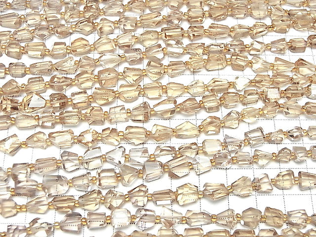[Video]High Quality Natutal Champagne Color Quartz AAA Faceted Nugget half or 1strand beads (aprx.7inch/18cm)