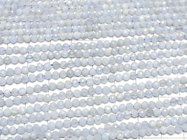 [Video] High Quality! Blue Lace Agate AA+ Faceted Round 3mm  1strand beads (aprx.15inch/37cm)
