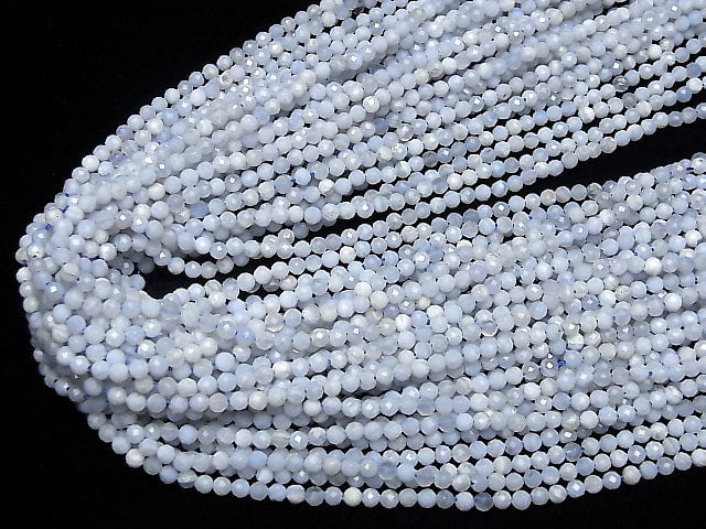 [Video] High Quality! Blue Lace Agate AA+ Faceted Round 3mm  1strand beads (aprx.15inch/37cm)