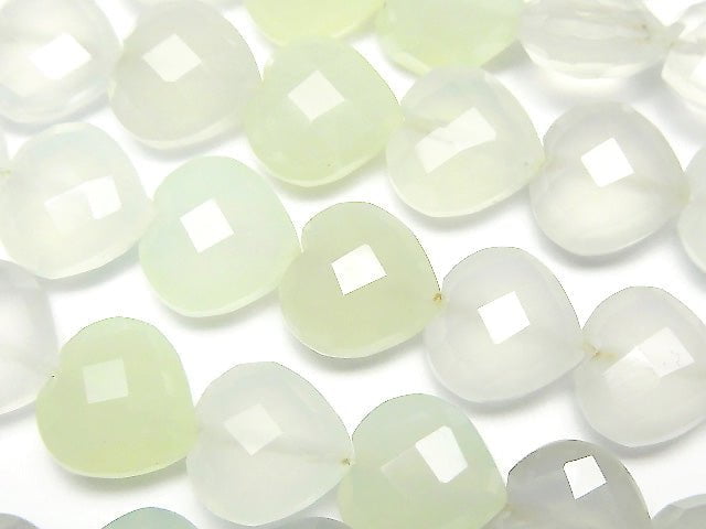 [Video] Light Green Chalcedony AAA Vertical Hole Heart cut 10x10mm half or 1strand beads (aprx.6inch / 16cm)