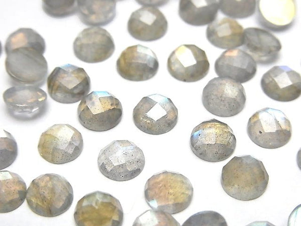 [Video]Labradorite AAA- Round Faceted Cabochon 6x6mm 4pcs