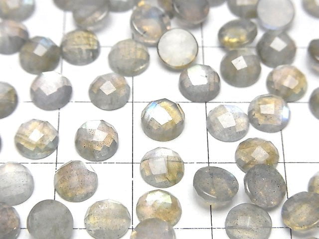 [Video]Labradorite AAA- Round Faceted Cabochon 6x6mm 4pcs