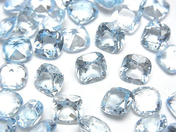 [Video]High Quality Sky Blue Topaz AAA- Loose stone Square Faceted 8x8mm 3pcs