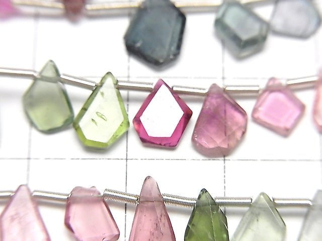 [Video] High Quality Multicolor Tourmaline AAA- Rough Slice Faceted 1strand beads (aprx.7inch / 18cm)