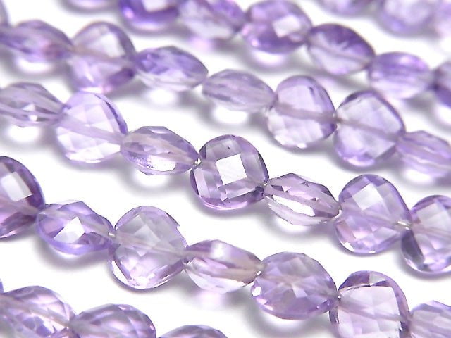[Video] High Quality Amethyst AAA Vertical Hole Heart cut 6x6mm half or 1strand beads (aprx.6inch / 16cm)