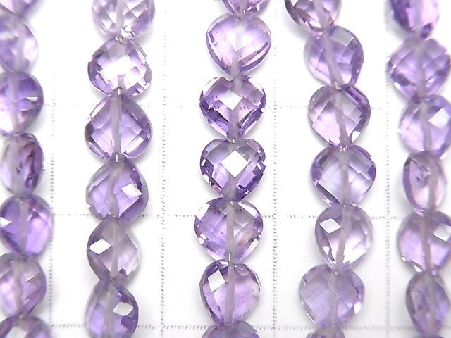 [Video] High Quality Amethyst AAA Vertical Hole Heart cut 6x6mm half or 1strand beads (aprx.6inch / 16cm)