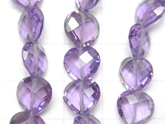 [Video] High Quality Amethyst AAA Vertical Hole Heart cut 10x10mm half or 1strand beads (aprx.6inch / 16cm)