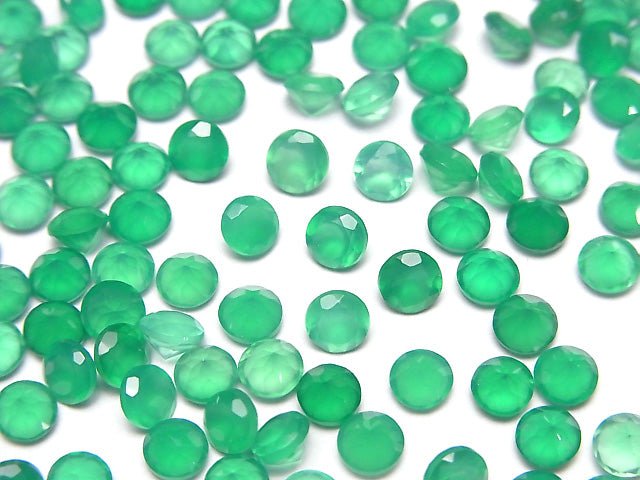 [Video]High Quality Green Onyx AAA Loose stone Round Faceted 4x4mm 10pcs