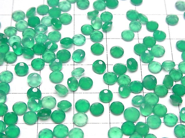 [Video]High Quality Green Onyx AAA Loose stone Round Faceted 4x4mm 10pcs