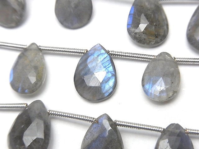[Video] High Quality Blue Labradorite AAA-Pear shape Faceted Briolette 1strand beads (aprx.7inch / 17cm)