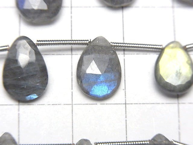 [Video] High Quality Blue Labradorite AAA-Pear shape Faceted Briolette 1strand beads (aprx.7inch / 17cm)