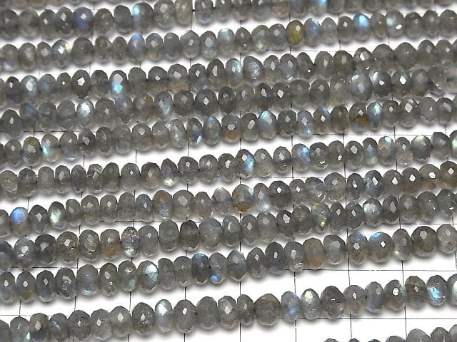 [Video] High Quality Labradorite AAA Faceted Button Roundel 6x6x3mm half or 1strand beads (aprx.14inch/34cm)