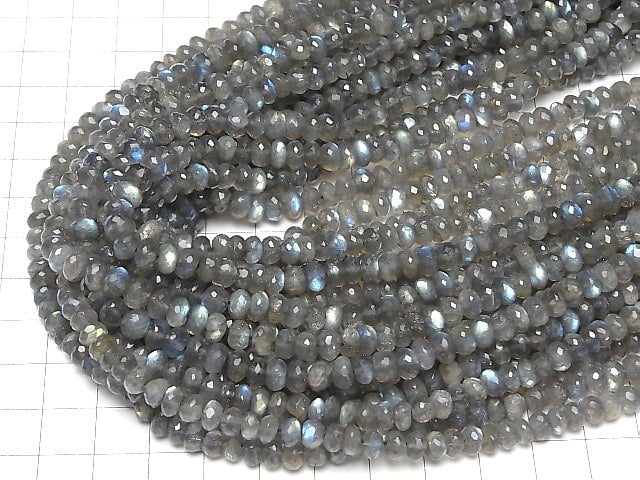 [Video] High Quality Labradorite AAA Faceted Button Roundel 6x6x3mm half or 1strand beads (aprx.14inch/34cm)