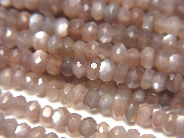 [Video]High Quality Brown Moonstone AAA Faceted Button Roundel 1strand beads (aprx.13inch/31cm)