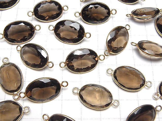 [Video] High Quality Smoky Quartz AAA Bezel Setting Oval Faceted 19x14mm [Both Side ] 18KGP 3pcs $14.99!